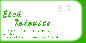 elek kolovits business card